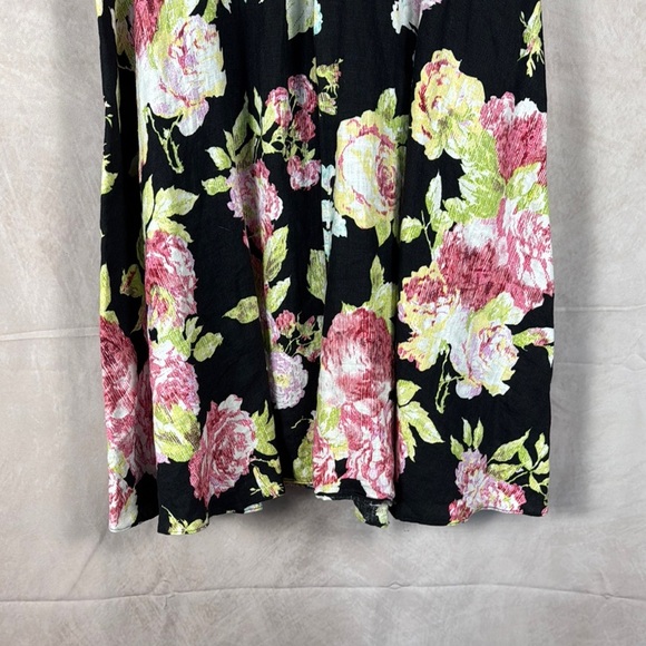 Mica Floral Dress Y2K Sz 8 Babydoll 100% Linen Fit &Flare Romantic Asian Print - Picture 6 of 15